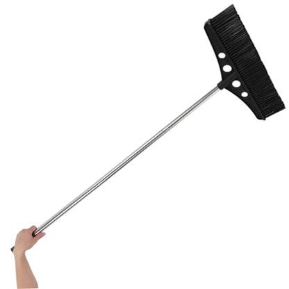 minkissy Wide Detachable Garden Broom with Stainless Steel Handle Heavy-Duty Outdoor Sweeper for Concrete Decks and Patios Ergonomic Grip for Comfortable Cleaning