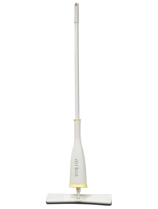 Mrbin Spin Mop for Floor Cleaning and Bucket Set, 2 in 1 Quick Dry Wet Flat Swivel Trapeador Hands Free with Washable Microfiber Pads, Refillable Tank for Hardwood, Laminate, Tile, Vinyl, Cream White