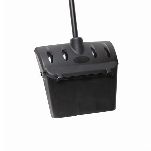 TrueCraftware- 13" Pivoting Upright Lobby Dust Pan with Windbreak Cover- Dustpan with Long Handle Compatible with Any Broom for Lobby Restaurant Office Home Dog Pooper Scooper