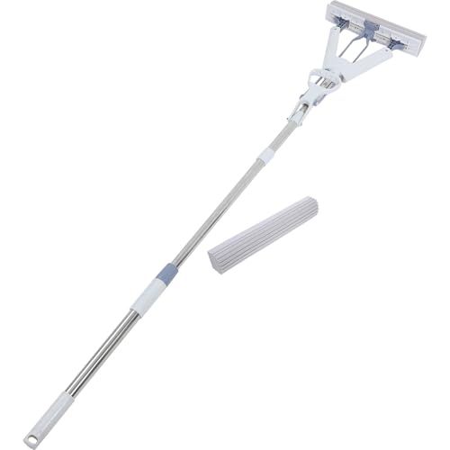 Cabilock Folding Household Sponge Mop 28cm Dual-use Wet and Dry Floor Cleaning Mop with Super Absorbent PVA Sponge Heads for Tile and Marble Floors