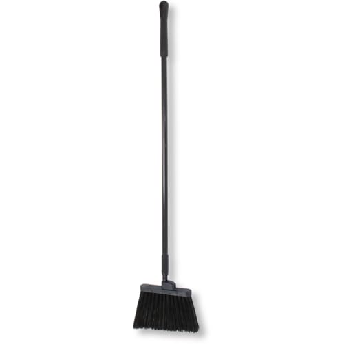 SPARTA 41083EC03 Plastic Color Coded Broom, Unflagged Bristles, Long Broom With Angled Head For Small Debris Cleaning, 56 Inches, Black - color: Black