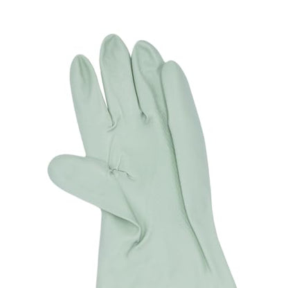 RARITYUS Household Kitchen Cleaning Gloves Waterproof Cotton Lined Dishwashing Non-Slip Long Cuff Gloves - color: Green (Length 19.29'')