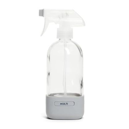 Grove Co. Refillable Glass Spray Bottle, 16 oz Grey - Reusable Cleaning Container with Protective Silicone Sleeve & Slide & Snap Labeling System - For Essential Oil, Multi-Purpose & Glass Cleaners - color: Polished Gray, size: 16 Ounce (Pack of 1)