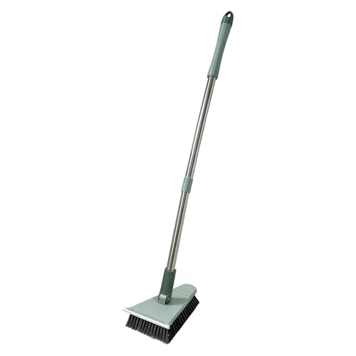Tub Tile Scrubber Brush 2 in 1 Cleaning Brush 33.46 Inch, Adjustable Telescopic Pole Stiff Bristles Scouring Pads for Cleaning Bathroom Kitchen Toilet Wall Tub Tile Sink Non Scratch (Green) - color: Green
