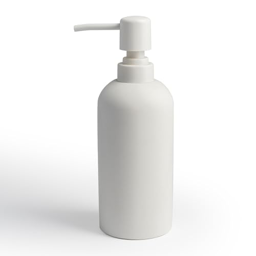 Soap Dispenser - Refillable Resin Pump Bottle for Shampoo, Body Wash, Shower Gel, Lotion, Dishsoap - Modern Decorative Accessories for Kitchen, Bathroom, Countertop - 12.5 oz (White) - color: White