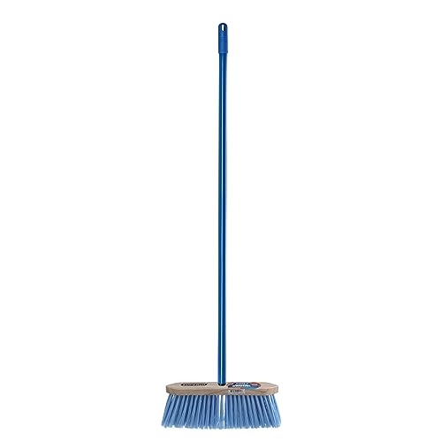 Superio Kitchen Broom Premium Blue Synthetic Bristles, with Blue Metal Handle, Heavy Duty Household Broom - Easy Swiping Dust and Wisp, Home, Kitchen Bedroom, Lobby, Floors, and Corners - color: Synthetic, size: 1 Pack Metal Handle