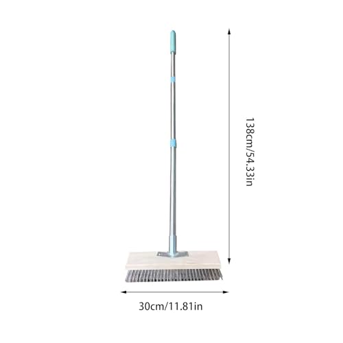 Stainless Steel Wire Broom Deck Scrub Brush with Long Handle, Stiff Metal Bristle Brush, Heavy Duty Floor Brush for Outdoor Patio Deck Garden - size: 11.8in