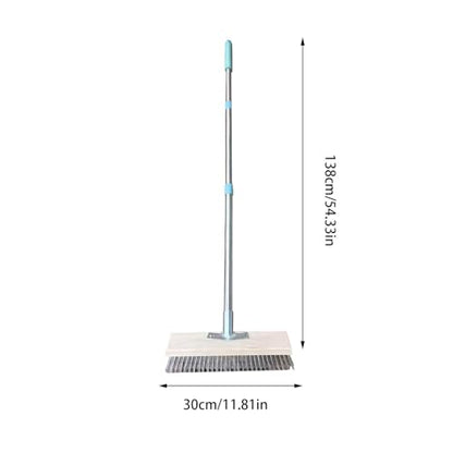 Stainless Steel Wire Broom Deck Scrub Brush with Long Handle, Stiff Metal Bristle Brush, Heavy Duty Floor Brush for Outdoor Patio Deck Garden - size: 11.8in