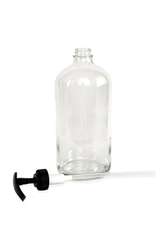 Vivaplex, 2, Large, 32 oz, Empty, Clear Glass Bottles with Black Lotion Pumps