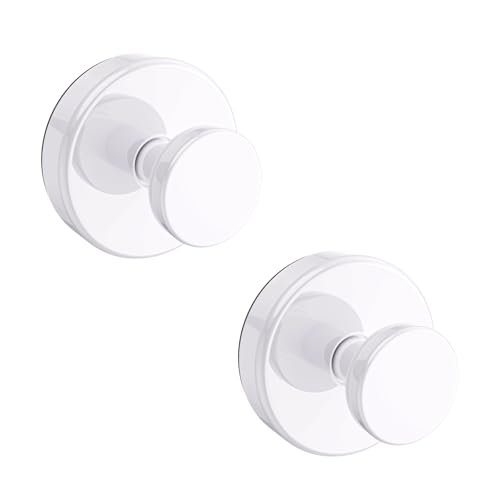 Bntuk Suction Cup Hooks for Shower, Removable Towel Hooks for Bathroom Window Glass Door Wall, Bath Robe Looafh Hook for Hanging - 2 Pack, White - color: White, size: 2 Pack