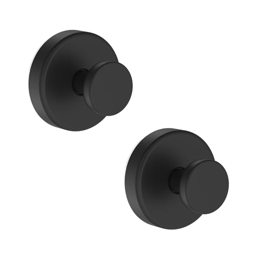 Vacuum Suction Cup Hooks for Shower, Shower Hooks for Inside Shower Glass Window, Mirror, No Drill Towel Hooks for Bathrooms, Bath Robe Coat Looafh Wreath Hook for Hanging - 2 Pack, Black - color: Black, size: 2 Pack