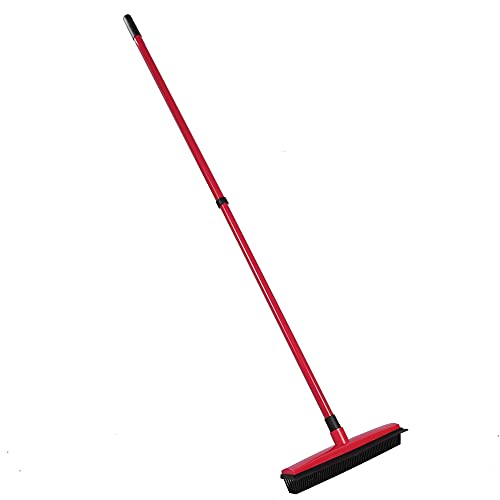 Pet Carpet Cleaning Brush, Rubber Hair Broom with Telescoping Handle, Red - Efficient Fur Removal, Easy Maintenance, Ideal for Pets and Homes (Red) - color: Red