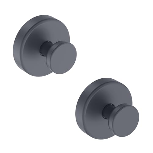 Bntuk Suction Cup Hooks for Shower, Removable Towel Hooks for Bathroom Window Glass Door Wall, Bath Robe Looafh Hook for Hanging - 2 Pack, Grey - color: Gray, size: 2 Pack