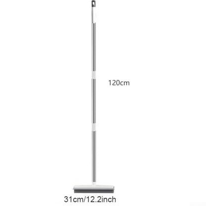 Rubber Cleaning Broom with 30 cm Wide Brush Head and 8 Rows for Carpet and Hardwood Floors, Cat and Dog Hair Removal Silicone Floor Brush with 3 Section Pole