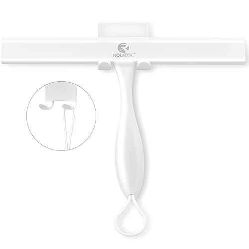 Shower Squeegee for Glass Doors, 11 Inch Ergonomics Anti-Rust Silicone Squeegee with Stainless Steel Frame for Shower Glass Door, Mirrors, Tiles and Windows Cleaning, White - color: White