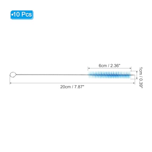 PATIKIL 10"x9/16" Long Straw Brush, 10 Pcs Drinking Straw Cleaning Brush Nylon Pipe Tube Cleaner Brush for Cleaning Straws Pot Spout, Blue - color: Blue, size: 10"x9/16"