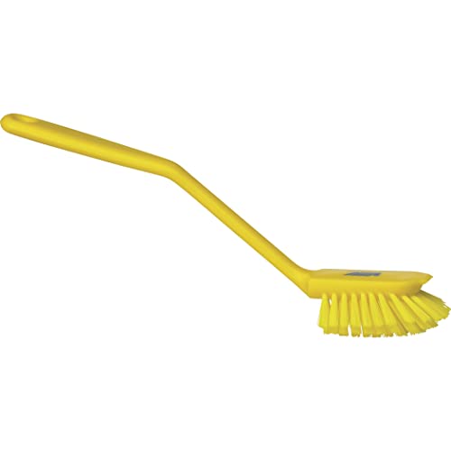 Remco 2 25/64 in W Dish Brush, Medium, 8 in L Handle, 3 1/8 in L Brush, Yellow, Plastic 42376-1 Each - color: Yellow