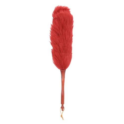 uxcell Wool Duster, 20.5" Natural Feather Cleaner Household Cleaning Duster with Solid Wooden Handle for Cleaning Fans Window Blinds Shelves Furniture, Red - color: Red, size: 20.5"