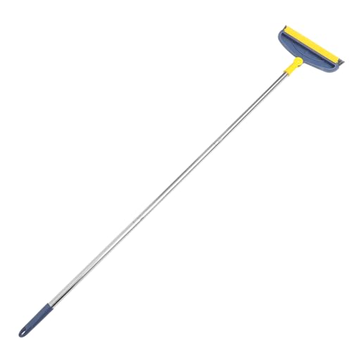 Long Handle Floor Brush with Hard Bristles, Groove and Seam Scrub Brush for Bathroom and Tile Cleaning, 126cm Blue-Yellow Handle, Water Stain Remover for Home and Outdoor Floors