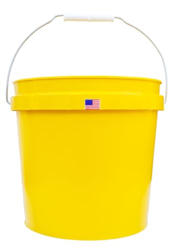 2 Gallon Bucket with Handle Food Grade Safe BPA Free Yellow Polyethylene Plastic HDPE Heavy Duty Thickened Pail Storage Container FDA Compliance Multi Use All Purposes Premium Quality Buckets