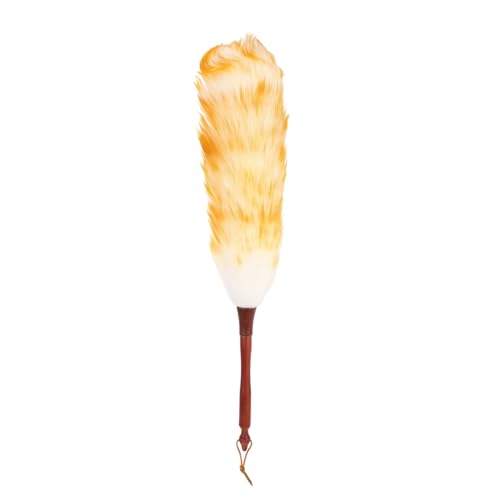uxcell Wool Duster, 24.4" Natural Feather Cleaner Household Cleaning Duster with Solid Wooden Handle for Cleaning Fans Window Blinds Shelves Furniture, White Gold - color: White Gold, size: 24.4"