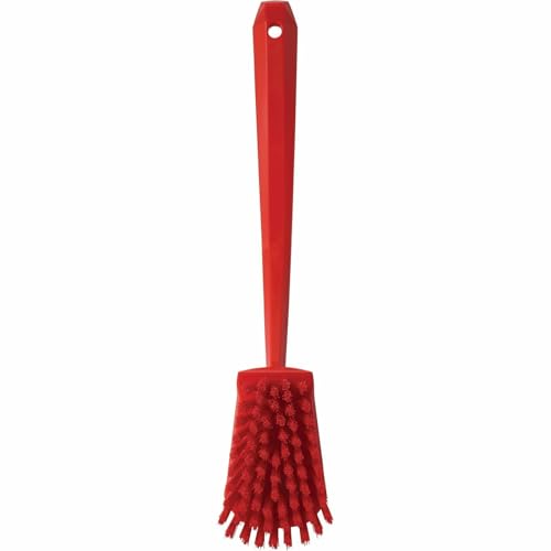 Vikan 2 3/4 in W Scrub Brush, Stiff, 11 51/64 in L Handle, 4 1/2 in L Brush, Red, Plastic 41864-1 Each - color: Red