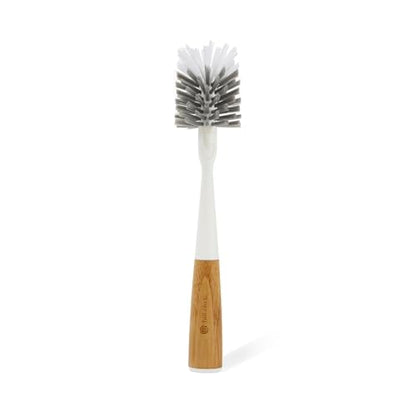 Full Circle Upstanding Bottle Brush - Made from Bamboo with Long Handle, Replaceable Head - Deep Cleans Water Bottles, Tumblers & Baby Bottles - BPA & Formaldehyde Free - White