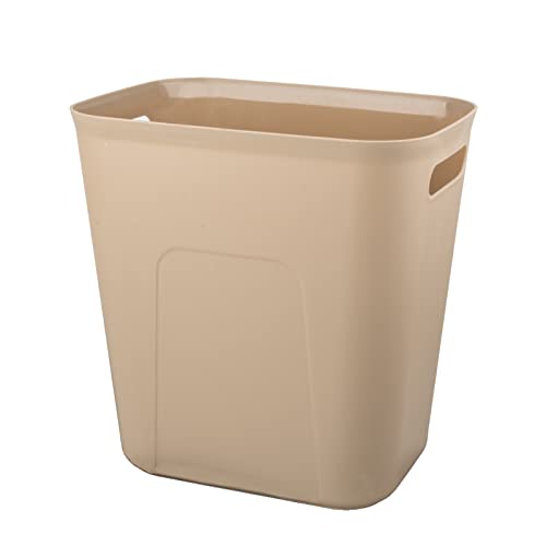 UUJOLY Plastic Small Trash Can Wastebasket, Garbage Container Basket for Bathrooms, Laundry Room, Kitchens, Offices, Kids Rooms, Dorms, 3.5 Gallon, Khaki - color: Khaki, size: 3.5 Gallon