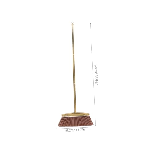 MAGICLULU Golden Stainless Steel Dust Broom Weather Resistant and Moistureproof Material with Detachable Handle Sturdy Hardwood Floor Sweeper for Indoor and Yard Floor Cleaning for House