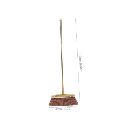 MAGICLULU Golden Stainless Steel Dust Broom Weather Resistant and Moistureproof Material with Detachable Handle Sturdy Hardwood Floor Sweeper for Indoor and Yard Floor Cleaning for House
