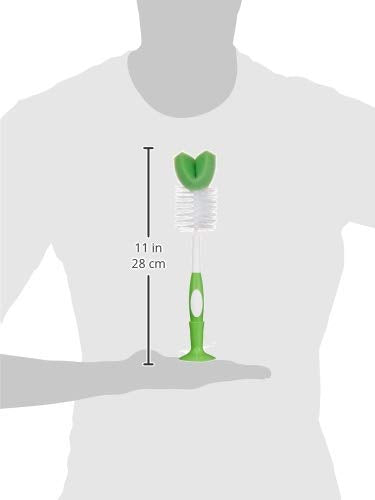 Amazon Brand - Mama Bear Baby Bottle Brush with Nipple Cleaner and Suction Cup Stand, White (Pack of 3) - size: 3 Count (Pack of 1)