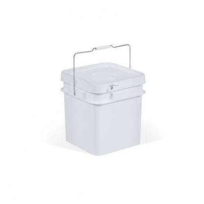 Qianly Square Bucket with Lid Versatile Use Square Bucket with Lid Fall Resistant Stackable Bin for Warehouse, Kitchen, Garage, White, 10L Iron Handle - color: White, size: 10L Iron Handle
