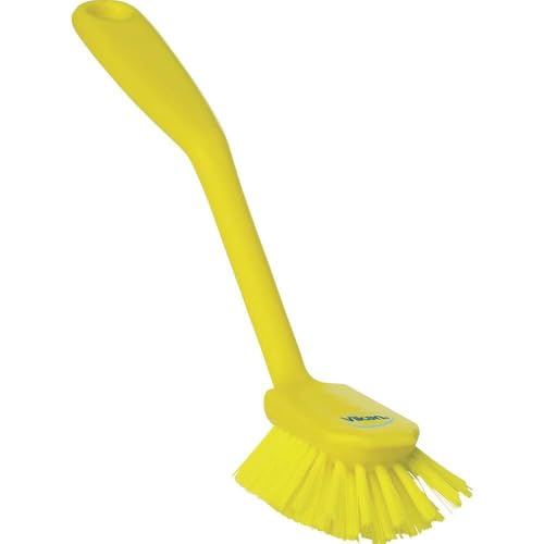 Remco 2 25/64 in W Dish Brush, Medium, 8 in L Handle, 3 1/8 in L Brush, Yellow, Plastic 42376-1 Each - color: Yellow
