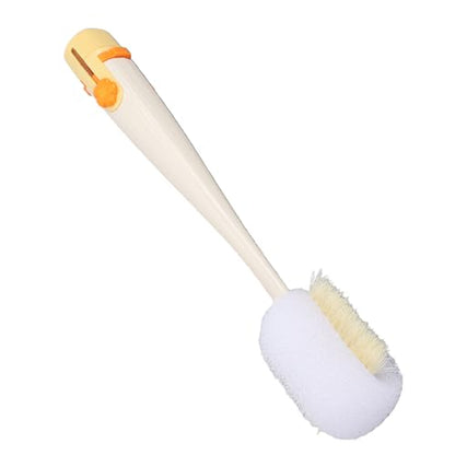 RiToEasysports Bottle Brush 5 in 1 Water Bottle Cleaner Brush with PP ABS Nylon Silicone and 304 Stainless Steel, Crevice Sponge U Shape Straw Brushes with Stand Base for Cups Lids (White) - color: White