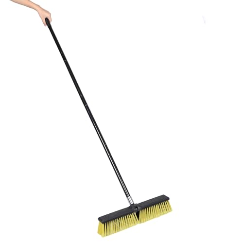 TOYANDONA Heavy Duty Outdoor Push Broom 80cm Aluminum Alloy Threaded Head Industrial Floor Brush for Patio Yard Sidewalk Cleaning