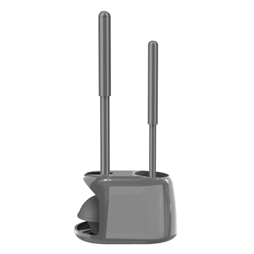 SetSail Toilet Brush and Plunger Set, Semi-Hidden Toilet Plungers Heavy Duty Toilet Bowl Brush and Holder for Bathroom Toilet Plunger and Brush Set for Deeply Cleaning - Gray - color: Gray, size: 1 pack