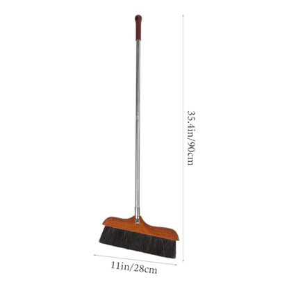 Hemoton Long Handle Soft Broom with Stainless Steel Rod Soft Bristles Indoor Outdoor Floor Brush for Hardwood Tile Concrete Sweeping Pet Hair Dust Removal