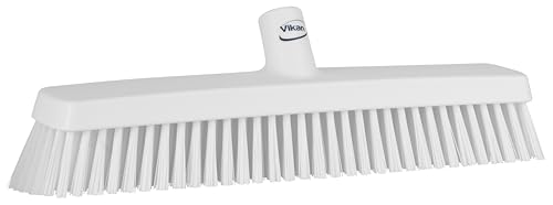 Vikan 31755 16" Heavy-Duty Push Broom, Soft/Stiff, White - color: White