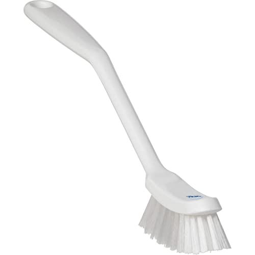 Vikan - Fine Dish Brush - Heavy-Duty, Narrow, Slip-Resistant Cleaning Brush, Polypropylene, Polyester Bristle, 11 Inch, White, (42875) - color: White, size: 1 Count (Pack of 1)