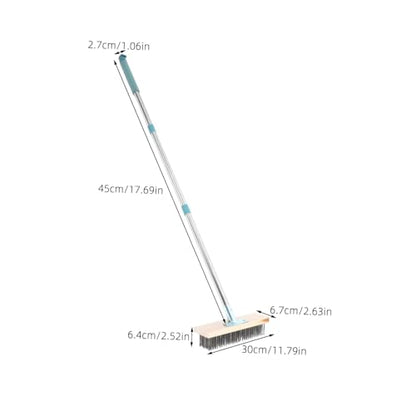 Zerodeko Hard Scrub Brush with Stainless Steel Handle Heavy Duty Patio and Concrete Cleaning Tool Stiff Bristles for Efficient Grime Removal