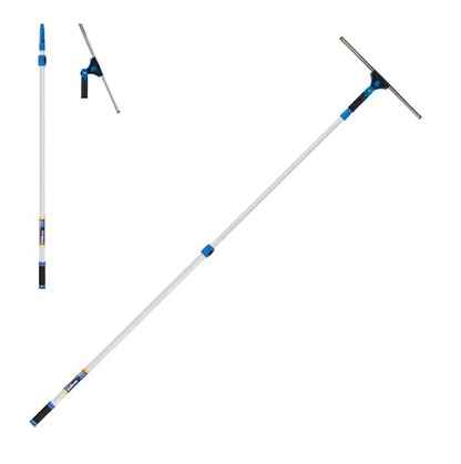 Unger Professional Connect and Clean 18” Grip Swivel Window, Glass Squeegee, and 8’ Pole, 180-Degree Pivoting Handle with Lock, Cleaning Supplies for Streak-Free Results