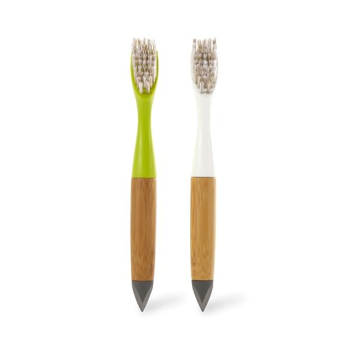 Full Circle Every-Crevice Detail Brush, Deep Cleaning Brush for Crevices, Shower, & Grout, Tough Bristles, Sustainable Bamboo Handle, White - color: White, size: 1 Pack