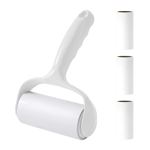 One Daisy White Adhesive Bristle Roller Brush, Removable Paper, Used for Brushing Floors, Sweeping Dust, Removing Hair, Cleaning Rooms, with Four Brush Cartridges - color: White