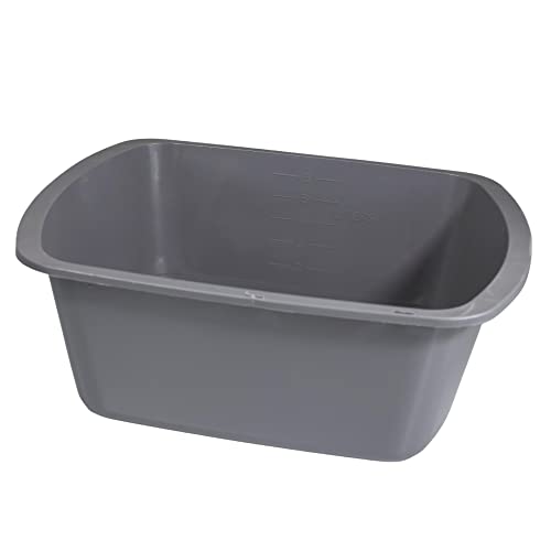 Vakly Wash Basins – Rectangular Plastic Hospital Bedside Soaking Tub (Pack of 5) Small 7 Qt Graduated Bucket - Portable Washbasin for Washing, Cleaning, Foot Bath, Dishes, Face Cleansing Bowl (5)