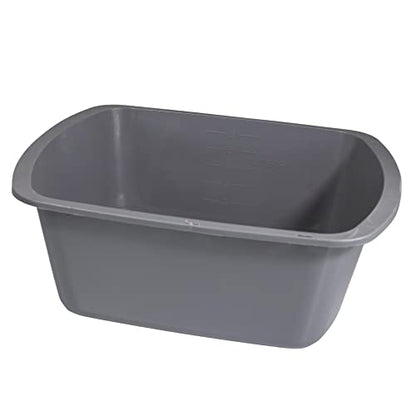 Vakly Wash Basins – Rectangular Plastic Hospital Bedside Soaking Tub (Pack of 5) Small 7 Qt Graduated Bucket - Portable Washbasin for Washing, Cleaning, Foot Bath, Dishes, Face Cleansing Bowl (5)
