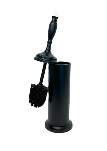 Splash Home Buena Stainless Steel Toilet Brush with Holder, Bowl Scrubber with Durable Cleaning Bristles, Hidden Brush with Splash Protective Disc Design - Matte Black - color: Matte Black