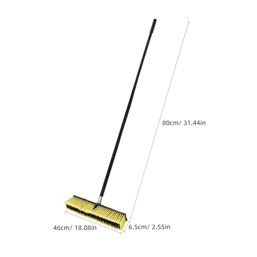 Healifty Outdoor Push Broom with Aluminum Threaded Handle, Heavy Duty Floor Brush for Driveway and Patio Cleaning, 80cm Long Handle Yard Sweeping Brush for Wet and Dry Surfaces