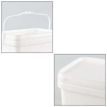 Readsky 3 Gallon Small Rectangular Plastic Food Bucket with Lid, 4 Packs Lidded Storage Buckets with Handle, White