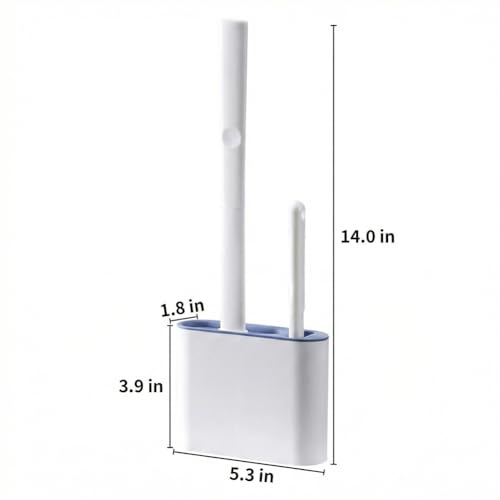 Silicone Toilet Brush Set with Holder,Wall Mounted for Bathroom RV Camper Home,Space-Saving & Hygienic Cleaning Tool,Easy to Install,Blue