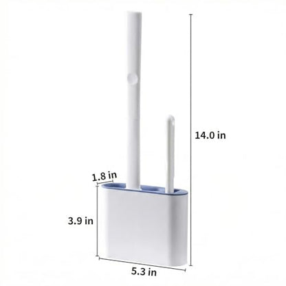 Silicone Toilet Brush Set with Holder,Wall Mounted for Bathroom RV Camper Home,Space-Saving & Hygienic Cleaning Tool,Easy to Install,Blue